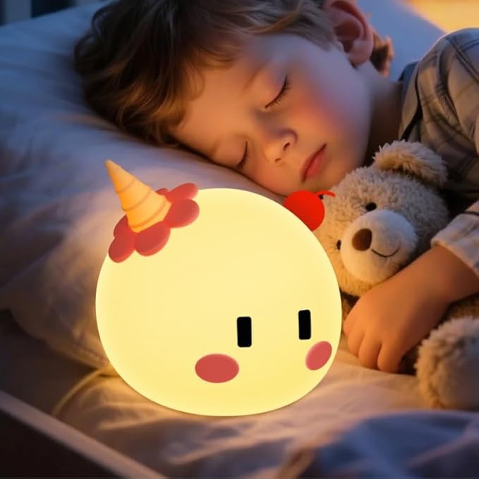 Monster Night Light for Kids Lamp, 8 Color Changing Dimmable Timer Bedside Night Lights, Squishy Silicone Lamp for Boys Girls Baby, Rechargeable Nursery Lamp for Toddler - Bloomnest