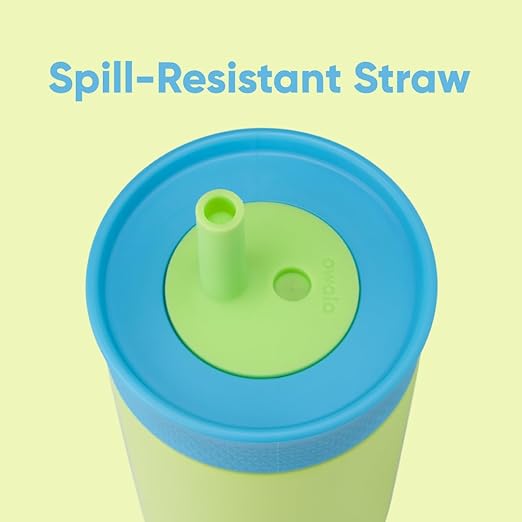 Owala Kids Insulation Stainless Steel Tumbler with Spill Resistant Flexible Straw, Easy to Clean, Kids Water Bottle, Great for Travel, Dishwasher Safe, 12 Oz, Blue and Light Green (Turtley Awesome) - Bloomnest