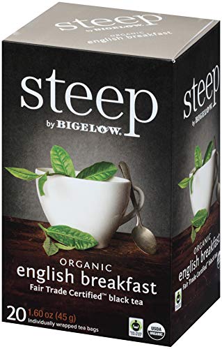 steep Organic English Breakfast Fair Trade 20 Count Box (Pack of 3), Certified Organic, Gluten-Free, Kosher Tea in Foil-Wrapped Bags - Bloomnest