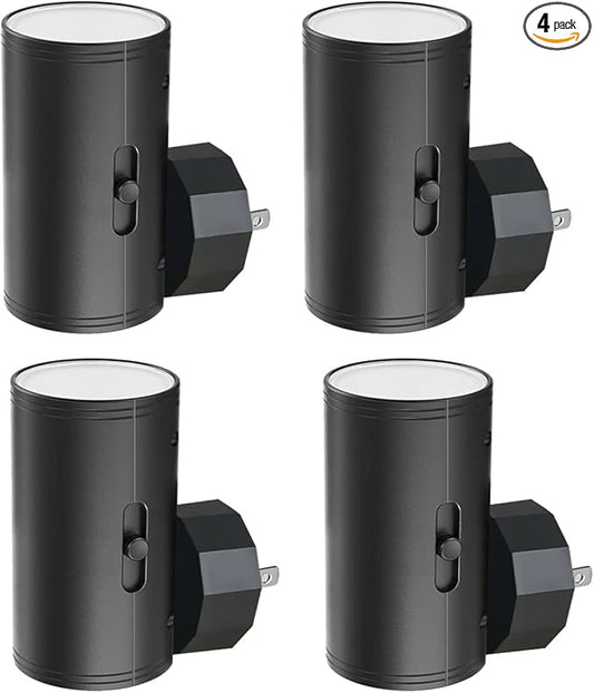 4 Pack Dimmable LED Night Light Plug-in with Dusk to Dawn Sensor, 5000K Daylight, 0-300LM Adjustable Brightness & 180° Rotating Head, Auto On/Off, for Bedroom, Bathroom, Kitchen, Hallway Outlet - Bloomnest