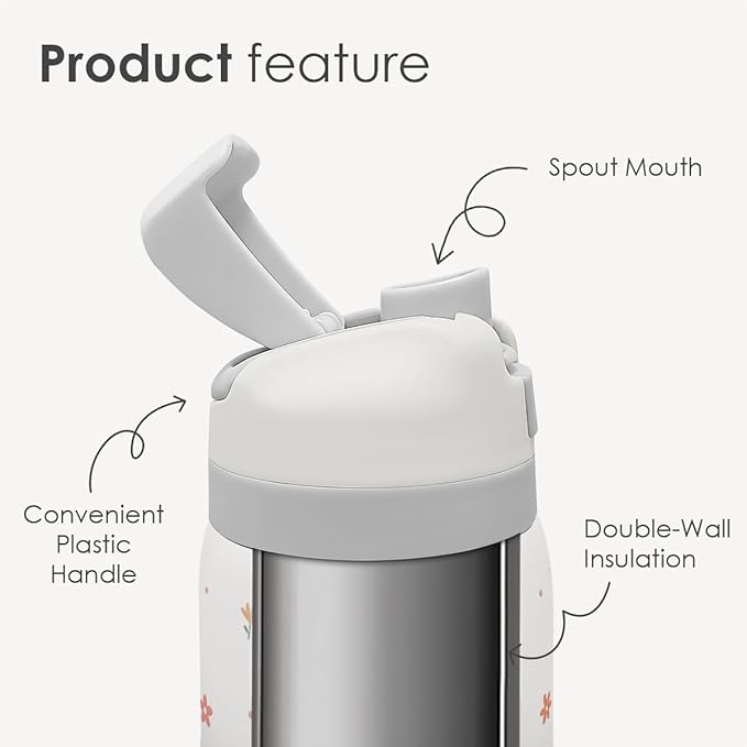 Floral Insulated Stainless Steel Water Bottle with Straw for Sports and Travel, 32oz, Gifts for Women Girls Friends Teens Birthday Christmas - Bloomnest