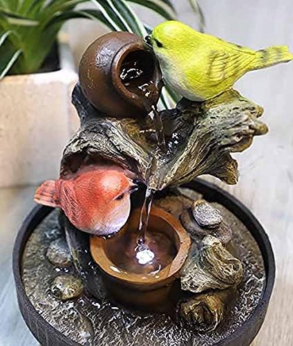 Ferrisland Indoor Tabletop Water Fountain, Desktop & Table Waterfall Fountains, Relaxation Fengshui Home Decor with LED Light for Home Office Bedroom House Warming Gift Idea - Bloomnest
