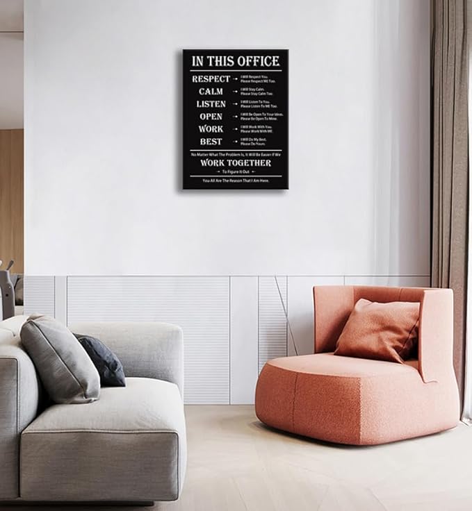 Inspirational Office Decor Wall Art In This Office Quote Canvas Painting Prints for Home Wall Decor Framed Motivational Painting Poster Artwork Living Room Gym Bedroom Framed[18''W x 24''H] - Bloomnest