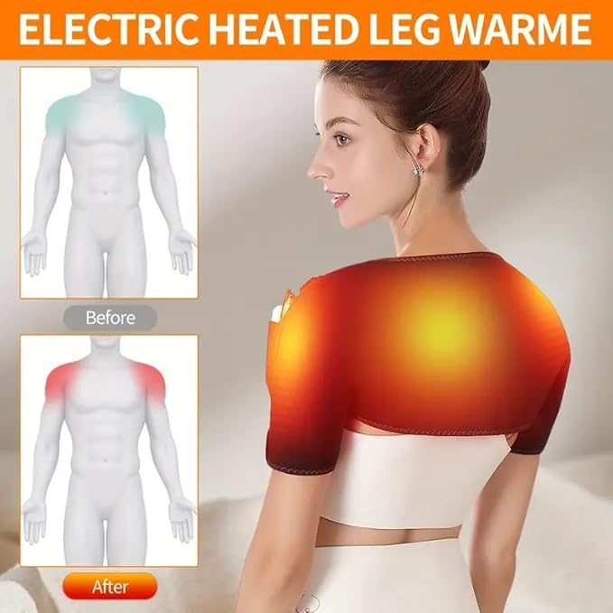 Left and Right Shoulder Heating Massage Pads, Electric Heating Pads to Relieve Pain, Portable Shoulder Pads with 3 Vibration and Heating Settings (Black) - Bloomnest