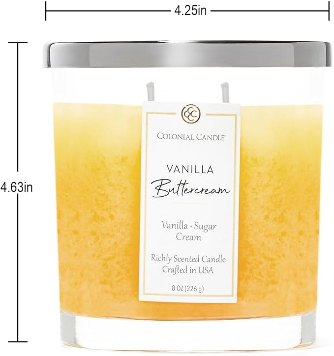 Colonial Candle Vanilla Buttercream Scented Candle Jar, Highly Fragranced Candles for Home Scented, Mottled Wax Candle, 2 Wick, 8 oz - Made in The USA - Bloomnest
