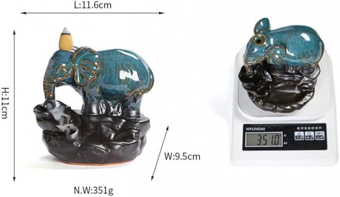 Comeon Backflow Incense Burner Elephant Incense Holder Handmade Ceramic Incense Waterfall Burner Censer + 20 Backflow Incense Cones 30 Incense Sticks 1 Tweezer 1 Mat for Meditaion Home Decor - Bloomnest