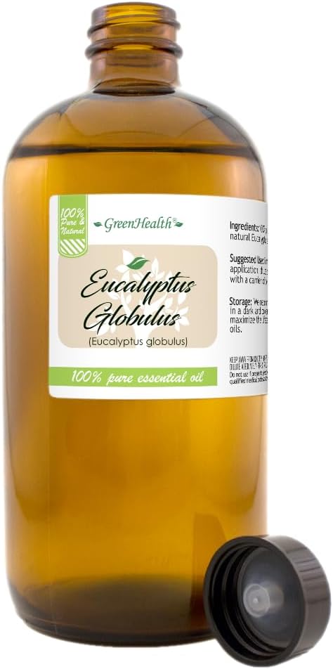 GreenHealth Eucalyptus Essential Oil – 16 fl oz (473 ml) – 100% Pure & Natural – Bulk Aromatherapy Oil in Amber Glass Bottle – for Diffuser, Cleaning, Room Spray, Home Fragrance - Bloomnest