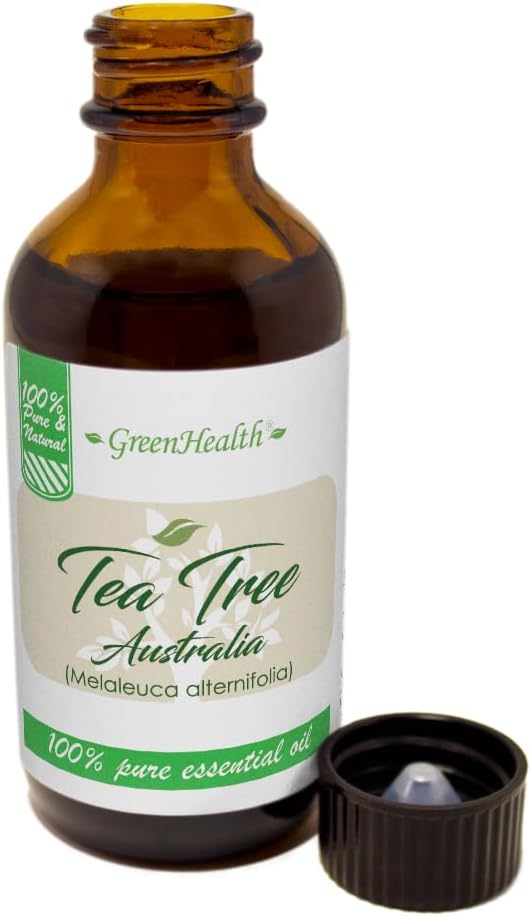 Tea Tree (Australia) Essential Oil – 2 fl oz (59 ml) Amber Glass Bottle w/Cap – 100% Pure Essential Oil – GreenHealth Greenals