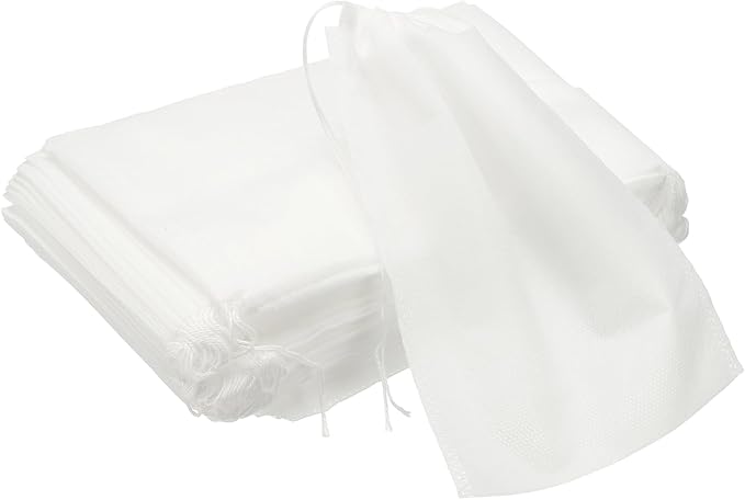 uxcell 100 Pcs Spice Bags for Cooking, 6.3x8 in Disposable Empty Tea Bags Muslin Non-Woven for Loose Leaf Tea Sachet Straining Soups Herbs, White - Bloomnest