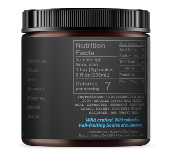 La Republica Founders Reserve Decaf Instant Mushroom Coffee Organic (35 Servings), Premium 50% More Shrooms, Rich Flavor - Bloomnest