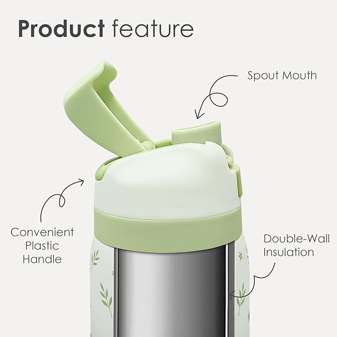 Botanical Insulated Stainless Steel Water Bottle with Straw for Sports and Travel, 32oz, Gifts for Women Girls Friends Teens Birthday Christmas - Bloomnest
