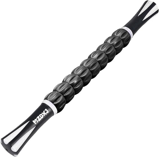 Muscle Roller Massage Roller Stick- Deep Tissue Fascia Blaster for Myofascial Pain Relief, Lymphatic Drainage & Body Sculpting, Handheld Physical Therapy & Recovery Tool (White black-18 inch) - Bloomnest