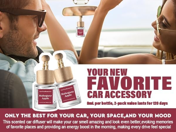 C Classy Car Air Freshener Hanging 2 Pack, Mahogany Apple Essential Oil Diffuser for Cars, Long-Lasting Fragrance, Cute Car Accessories, C ar Air Fresheners for Women & Men Gift, Made in USA - Bloomnest
