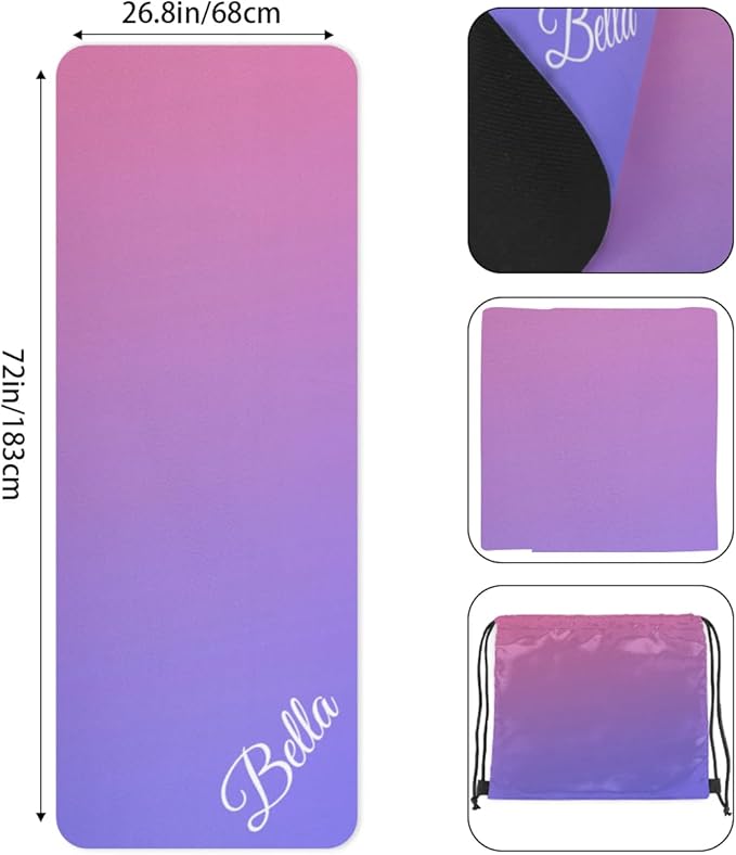 Custom Name Yoga Mat,Personalized Travel Yoga Exercise Mat,Non Slip,Perfect for Kids & Adults,Gradient Color E Series - Bloomnest