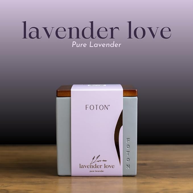 Foton Pearled Candle Le Cube Concrete Vase Set 16 Oz - Lavendar Love Scented - Refillable Jar Scented Candle Sand with 15 Wicks - Natural Non-Toxic Decorative Candles for Home - Bloomnest