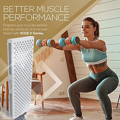 KOZE Red Light Therapy for Body 1500 watt - 300 Dual LEDs 660 & 850nm Red & Near Infrared NIR Light Therapy Device, Flicker Free No EMF, Clinical Grade Anti-Aging, Workout Recovery - X Series