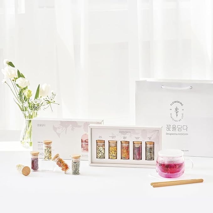 KKOKDAM Lovely Tea Gift Set – Premium Blooming Flowers Variety Pack - Fancy Gifts from South Korea - 5 Count - Bloomnest