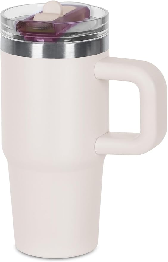 14 oz Tumbler for kids with Detachable Flip Straw Lid and handle, 100% Leak Proof 14 oz mini cup, Stainless Steel Vacuum Insulated Tumbler, Wide Mouth Easy to Clean, Keep Cold or Hot (Rose Quartz) - Bloomnest