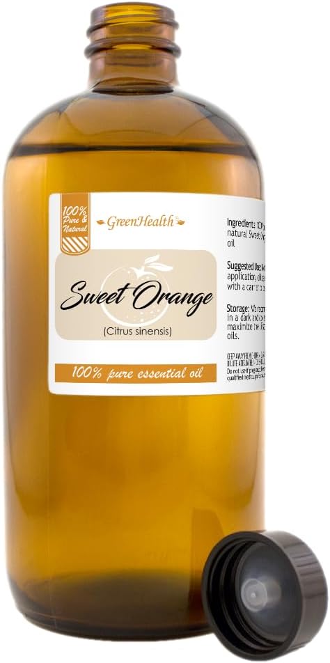 Sweet Orange Essential Oil - 16 fl oz (473 ml) Amber Glass Bottle - 100% Pure Essential Oil - GreenHealth - Bloomnest