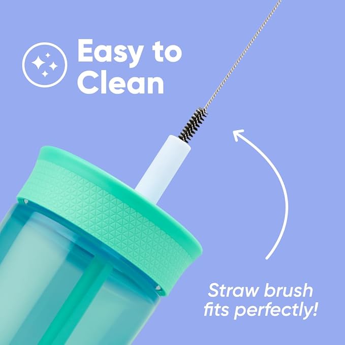 Owala Kids Insulation BPA-Free Plastic Tumbler with Spill Resistant Flexible Straw, Easy to Clean, Kids Water Bottle, Great for Travel, Dishwasher Safe, 15 Oz, Teal and Aqua (The Blues) - Bloomnest