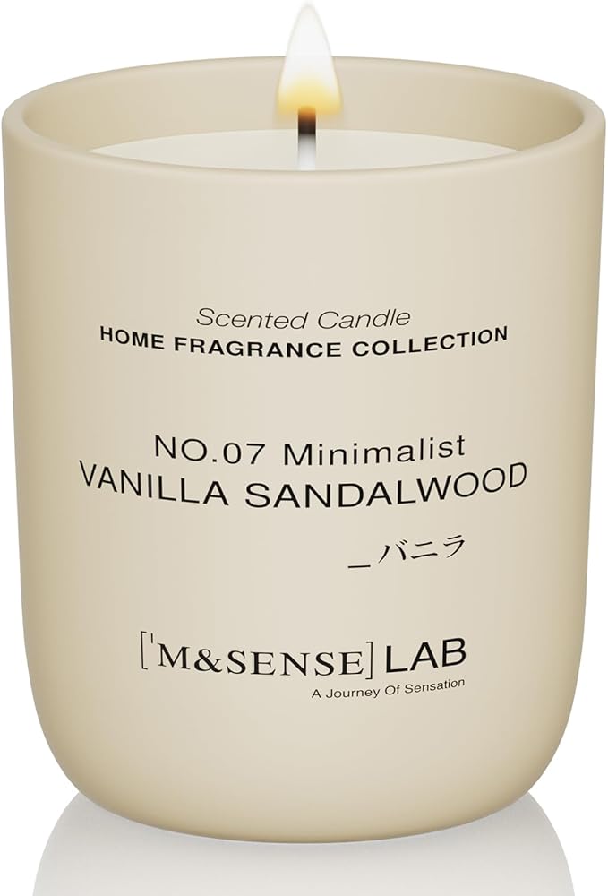 M&SENSE Natural Soy Candle| Vanilla Sandalwood | 5.3 oz | Minimalist Scented Candle for Relaxation, Gifting, Home Décor | for Bedroom, Office, Party Small - Bloomnest