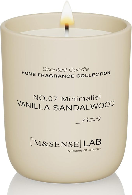 M&SENSE Natural Soy Candle| Vanilla Sandalwood | 5.3 oz | Minimalist Scented Candle for Relaxation, Gifting, Home Décor | for Bedroom, Office, Party Small - Bloomnest