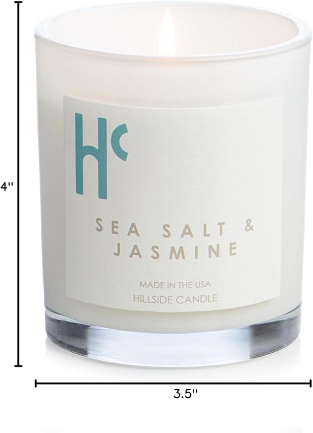 Sea Salt & Jasmine Single Wick Soy Candles, Luxury Scented Candles for Home - Up to 60 Hour Burn Time, Cruelty-Free Soy Wax Blend - Beach Fragrance, Notes of Jasmine & Sea Salt (9 oz) - Bloomnest