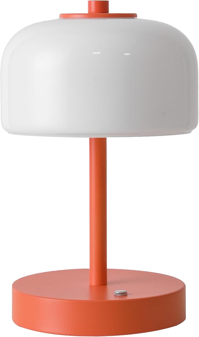 Oneach 9" Cordless Table Lamp, Orange Rechargeable Battery Operated Lamp, 3-Way Stepless Dimming Touch Lamps, Small Glass Bedside Nightstand Light for Bedroom Dining Table Living Room Shelf Decor - Bloomnest