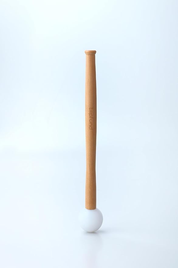 TOPFUND 12" Crystal Singing Bowl Mallet - Silicone Head & Raw Beech Handle | Precision-Crafted for Pure Sound