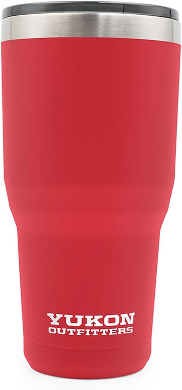Yukon Outfitters Freedom High Grade 18/8 Corrosion-Resistant Stainless Steel Double Wall Vacuum Insulated Tumbler (30oz / 890ml) - 7.85" H x 3.9" Top Dia. / 2.9" Bottom dia., Red - Bloomnest