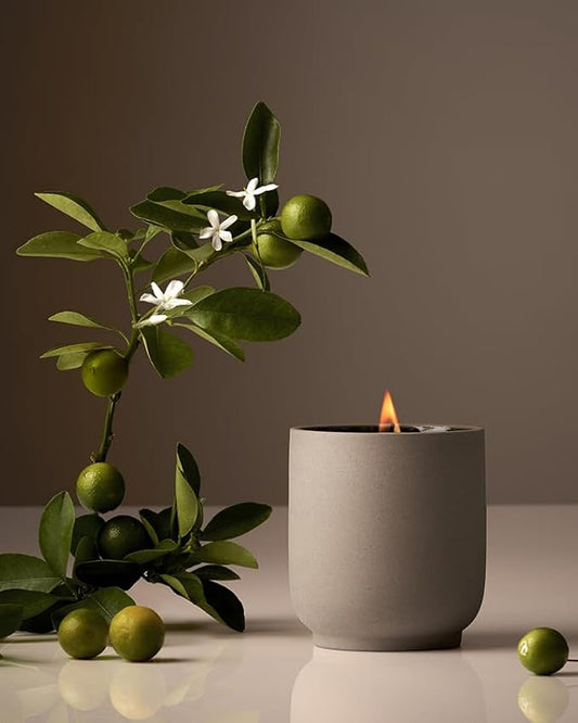 Homecourt Luxury Scented Candle, 60-Hour Burn Time, Soy Wax Blend & Organic Cotton Wick, Kiln-Fired Reusable Ceramic Vessel, Neroli Leaf, 8 oz - Bloomnest