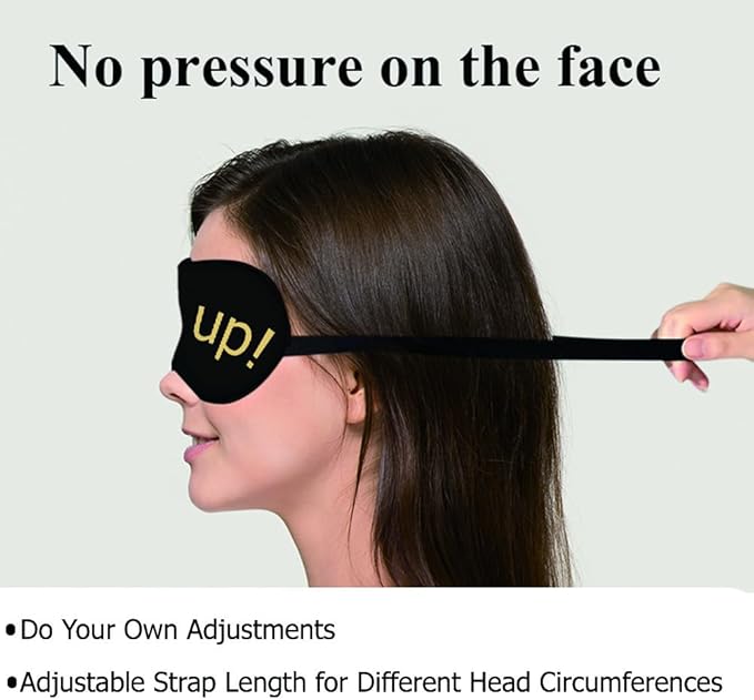 Shut Up Sleep Mask Eye Mask Slogan Black Golden Yellow Sleep Mask Light Blocking Adjustable Smooth Soft Eye Masks for Women Deep Rest Travel - Bloomnest