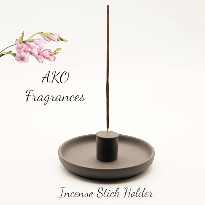 4 in 1 Incense Burner Holder - Multi-Purpose Ceramic Incense Stick Holder, Palo Santo Holder for Clean Burning, Sage Meditation Burner Set, Candle Holder for Aromatherapy (Matte Charcoal Black) - Bloomnest