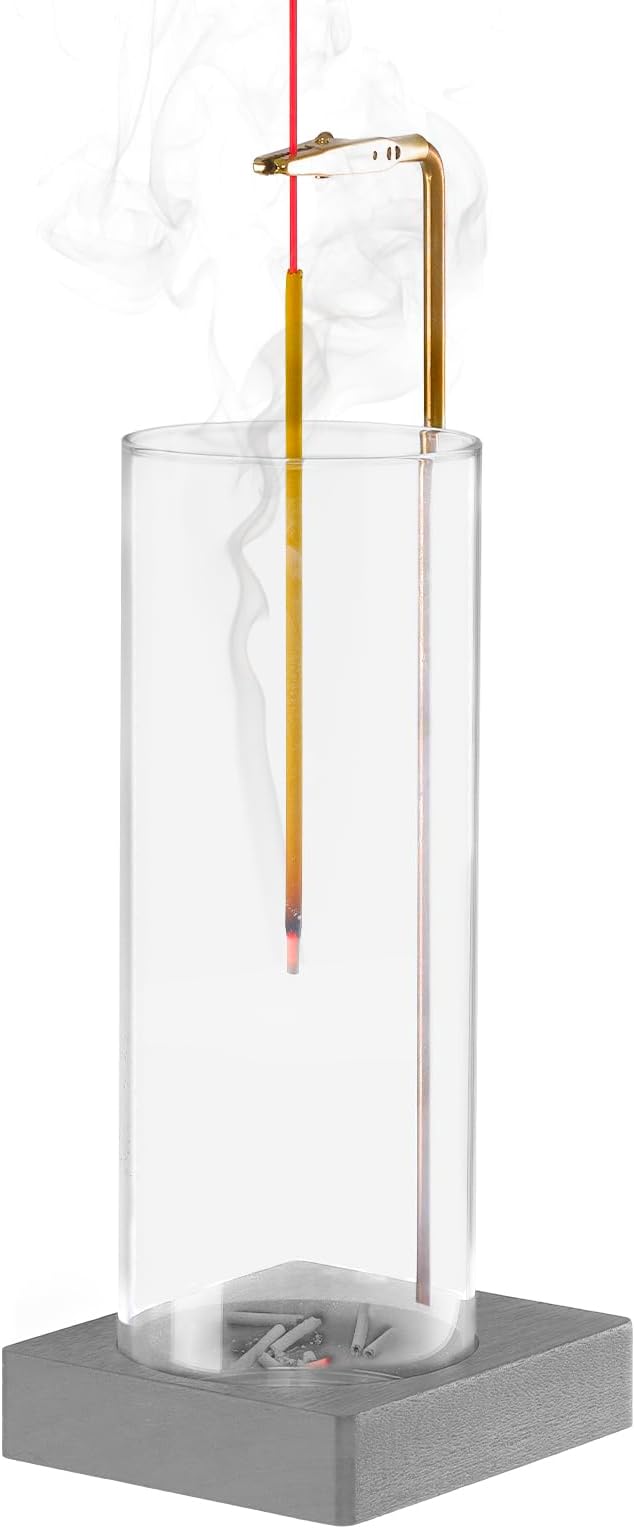 1 Pack Incense Holder for Sticks, Insence-Stick Holder Ash Catcher with Removable Glass [Anti-Ash Flying], Mess-Free Incense Burner Holder, Perfect for Meditation Yoga Relaxation,Home Decor(Dark Gray) - Bloomnest