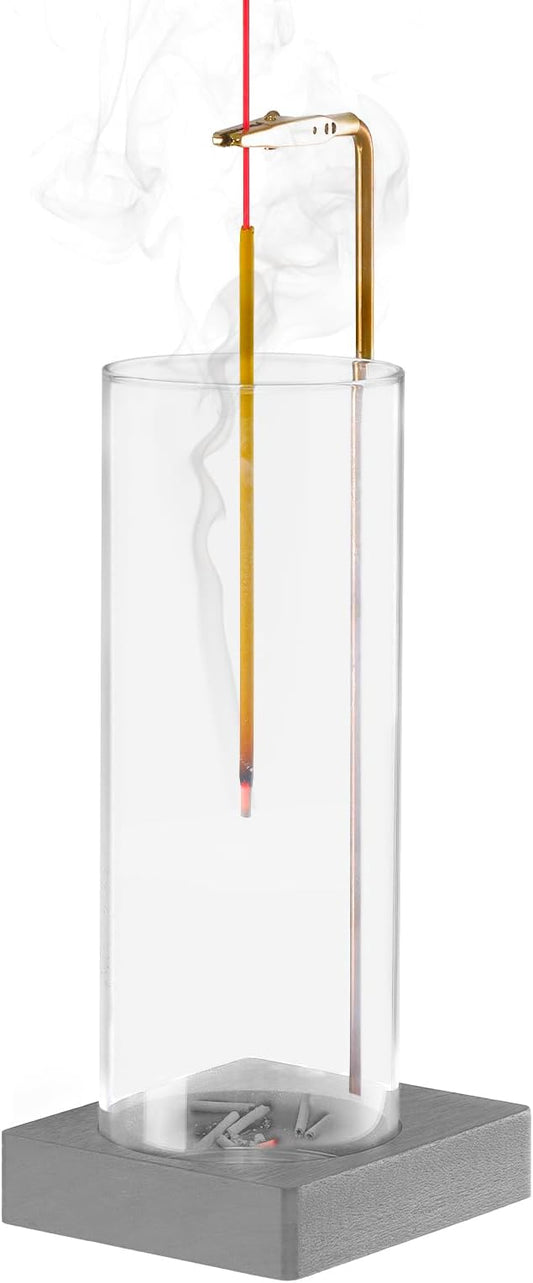 1 Pack Incense Holder for Sticks, Insence-Stick Holder Ash Catcher with Removable Glass [Anti-Ash Flying], Mess-Free Incense Burner Holder, Perfect for Meditation Yoga Relaxation,Home Decor(Dark Gray) - Bloomnest