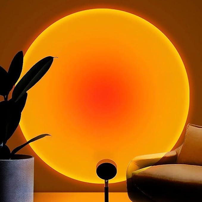 Balkwan Sunset Lamp Projection Rotation Rainbow Lamp Led Romantic Visual Led Light Network Red Light with USB Modern Floor Stand Night Light Living Room Bedroom Decor (Sunset Red) - Bloomnest