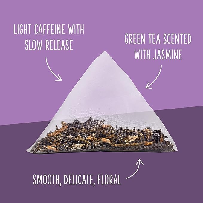 Two Leaves and a Bud Jasmine Green Tea Bags, 15 Count (Pack of 6) Whole Leaf Green Tea in Pyramid Sachet Bags, Compostable Sachets, Delicious Hot or Iced with Milk or Sugar or Honey or Plain - Bloomnest