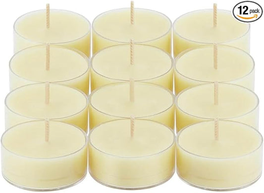 PartyLite Set of 12 Tea Lights Candles, Sweet Baked Pears and Ground Almonds Scent, Aromatherapy Scented Candles Gift Set, Up to 4 to 6 Hours Burn Time - Bloomnest