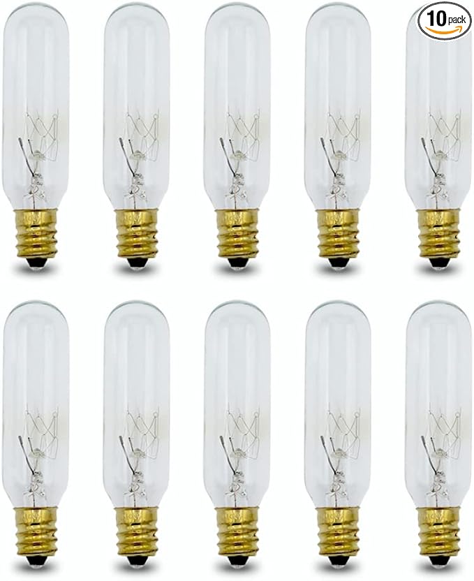lumenivo 15 Watt Bulbs for Himalayan Salt Lamps 15T6/CL Tubular T6 15 Watt Candelabra Bulb E12 Base Light Bulbs for Exit Signs - Clear - 120V - 10 Pack - Bloomnest