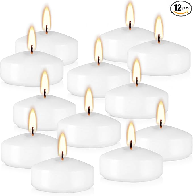 12 White Floating Candles, 2 Inch - Unscented, Perfect for Thanksgiving, Christmas & Gifts - Bloomnest