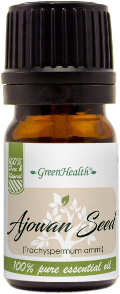 Ajowan Seed Essential Oil - 5 ml - Amber Glass Bottle w/Euro Dropper - GreenHealth Greenals