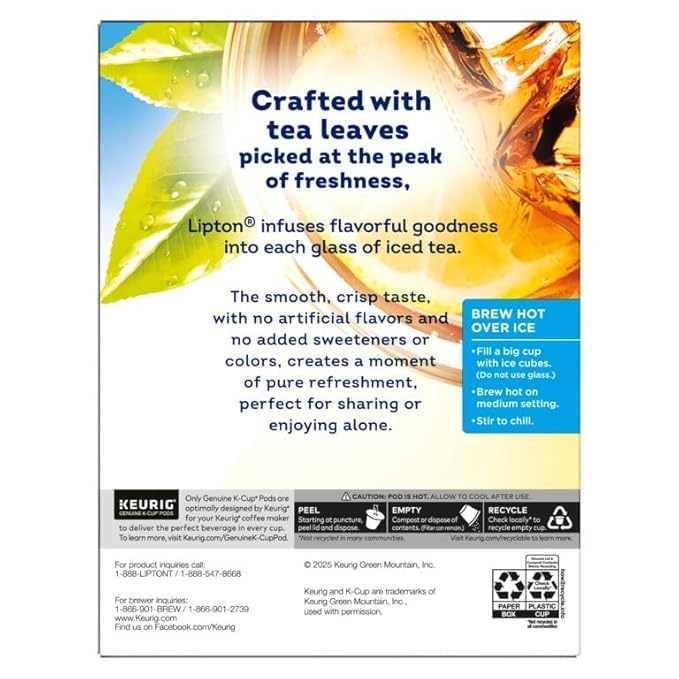 Lipton Iced Tea K-Cups, Unsweetened Black Iced Tea, 24 K-Cup Pods - Bloomnest