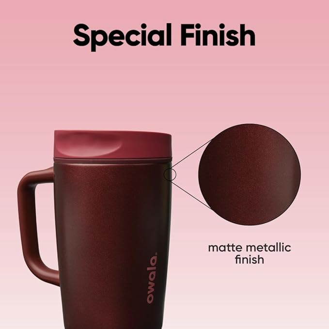 Owala SmoothSip Slider Stainless Steel Insulated Travel Mug with handle, 100% Leak Proof, For Hot and Cold Drinks, Travel Friendly with Sliding Lock Lid, 12oz, BPA Free, Leak Proof, Black Cherry - Bloomnest