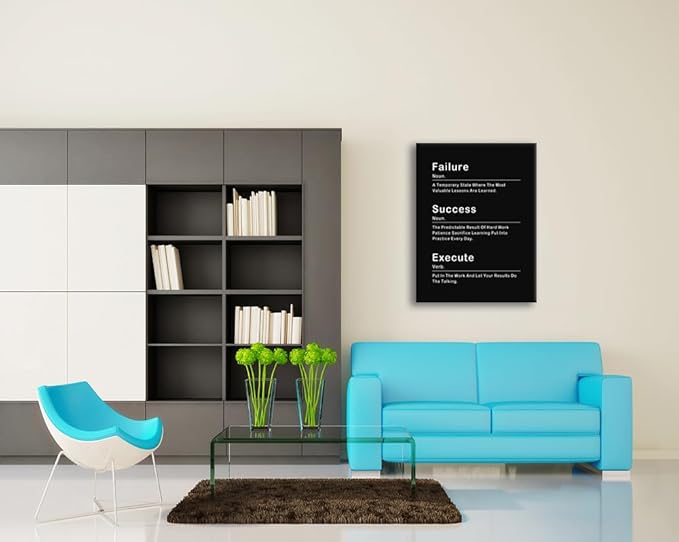 Motivational Canvas Wall Art Modern Success Failure Noun Inspirational Picture Execute Verb Posters Painting Prints Artwork Framed Wall Decor for Home Office Living Room Decor [30''W x 40''H] - Bloomnest