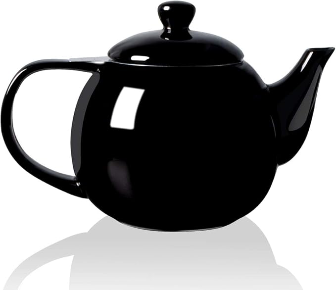 Sweejar Porcelain Teapot with Removable Stainless Steel Infuser,Microwave & Dishwasher Safe Tea Pots for Loose Tea,Tea Infuser Pots for Chrismas Women Gift (30oz Black) - Bloomnest