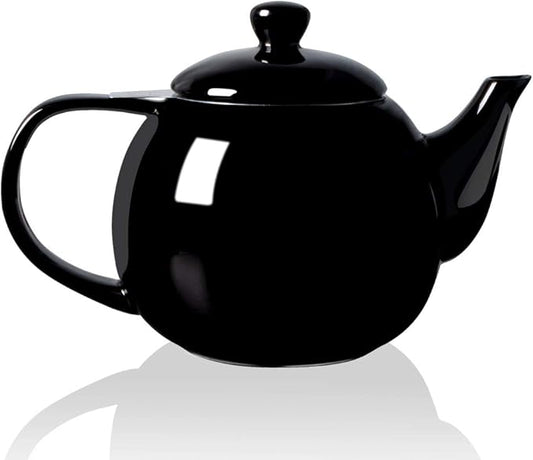 Sweejar Porcelain Teapot with Removable Stainless Steel Infuser,Microwave & Dishwasher Safe Tea Pots for Loose Tea,Tea Infuser Pots for Chrismas Women Gift (30oz Black) - Bloomnest
