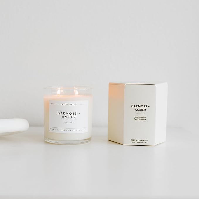 Calyan Wax Co. 2 Wick Candle, Smoke + Leather Scented Candle, 37 Hour Burn Time, Aromatherapy Soy Candles, Non Toxic & Vegan Soy Wax, Glass Tumbler Scented Candles, 8.8oz - Bloomnest