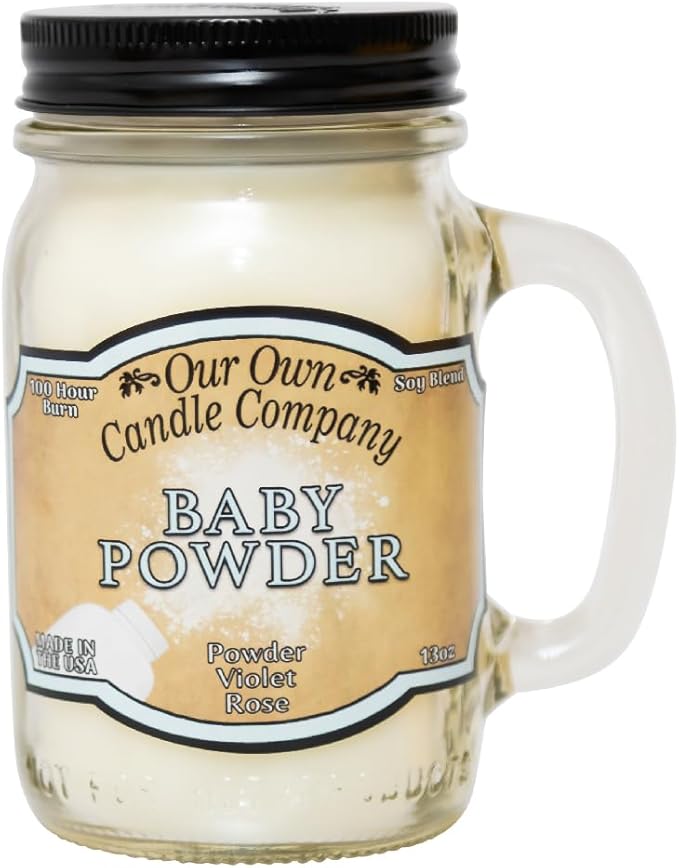 Our Own Candle Company Baby Powder Scented Mason Jar Candle, 100 Hour Burn Time, Made in The USA - 13 Ounces - Bloomnest