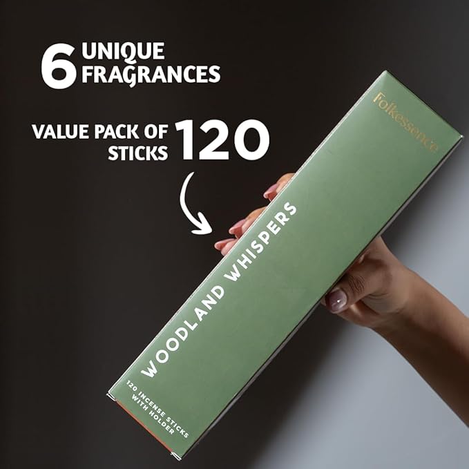 Folkulture Incense Sticks with Holder | Set of 6 (120) Fall Insence-Sticks with 45 Min Burn Time | Cedarwood, Amber Incenses | Organic, Non Toxic Fall Scents | Inscent-Stick or Fall Essentials