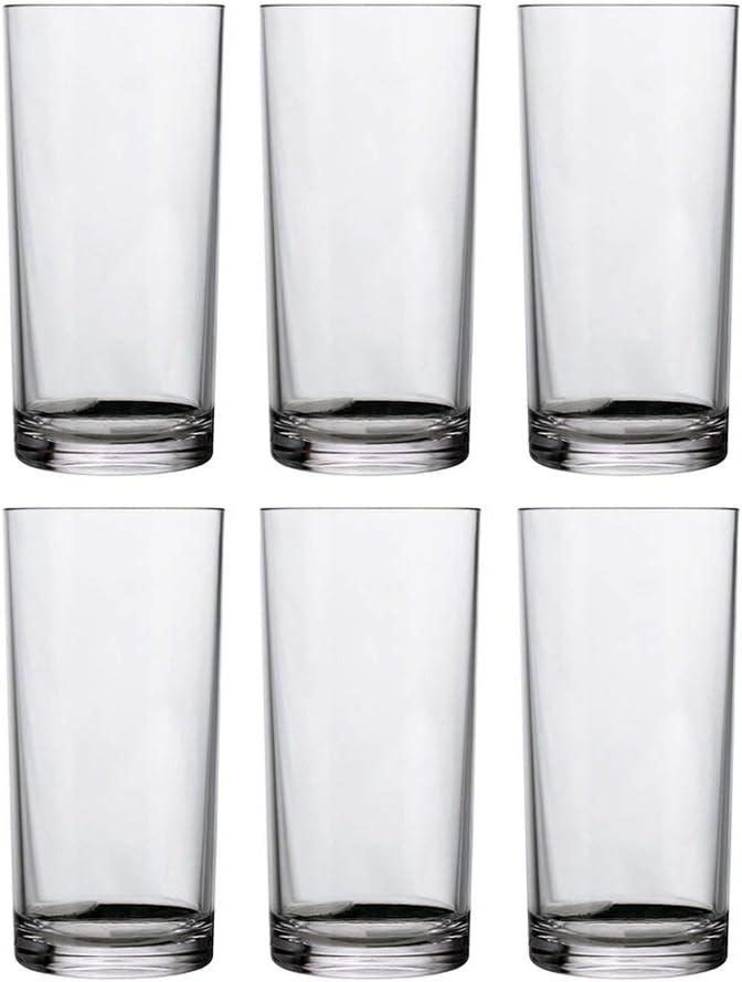 US Acrylic Classic Clear Plastic Reusable Drinking Glasses (Set of 6) 16oz Water Cups | BPA-Free Tumblers, Made in USA | Top-Rack Dishwasher Safe - Bloomnest